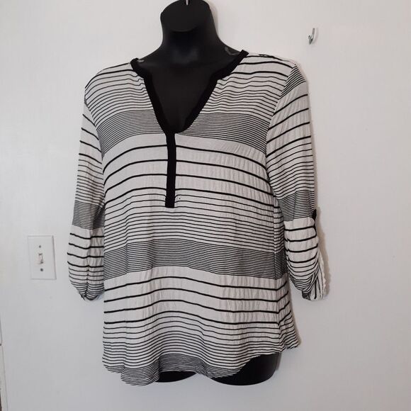 Sanctuary textured strip vneck tunic top - Picture 1 of 5